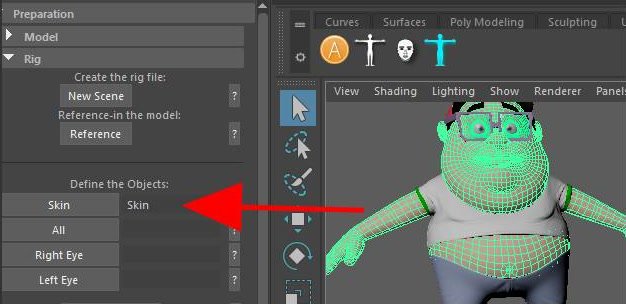Skin object selected for mesh detection auto scale