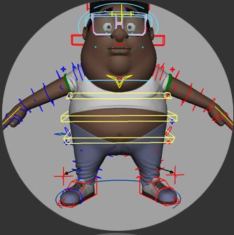 Character rig with colored control curves