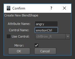Create New BlendShape confirmation dialog