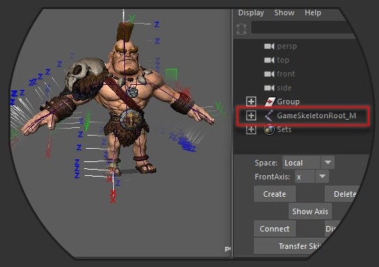 Custom-oriented GameSkeleton creation controls