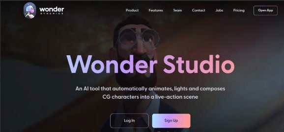 Wonder Studio website shown for the Wonder Studio export workflow