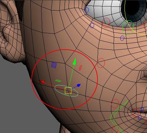 Detached face controller being reoriented on the face