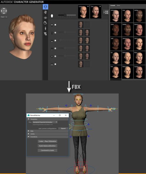 Autodesk Character Generator to AdvancedSkeleton NameMatcher workflow