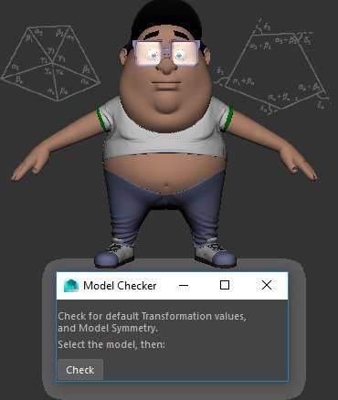 Model Checker dialog with character model