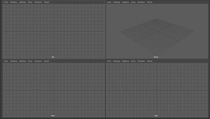 Blank Maya scene viewports