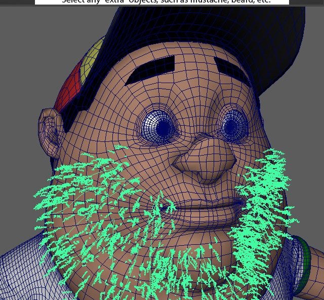 Extras selects additional facial objects such as mustaches and beards.