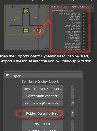 Create RobloxHead adds Roblox Dynamic Head blendshape targets and supports export to Roblox Studio.