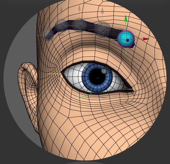 Inner eyebrow placement point shown near the nose bridge end of the brow.