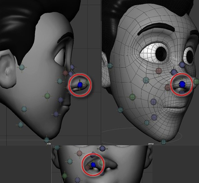 Nostril placement point shown inside the nostril area.