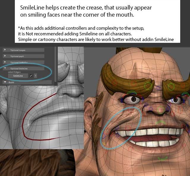 SmileLine creates the smile crease near the mouth corner when the optional SmileLine setting is enabled.