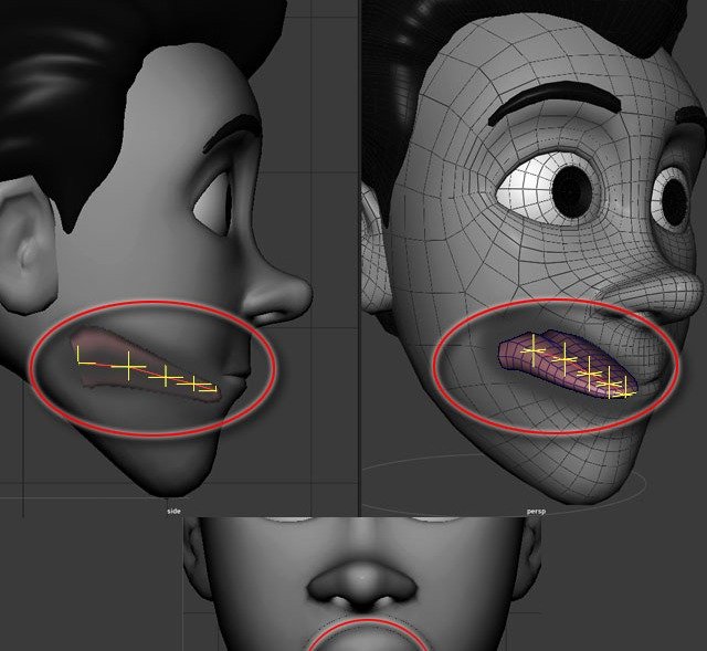 Tongue placement shown inside the open mouth.